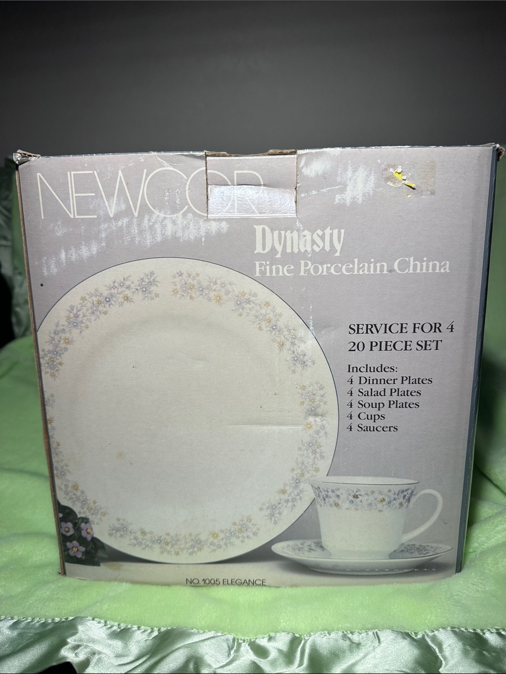 "Vintage 1980s Newcor Fine China
 Set” - White with Floral Trim (Service for 4)